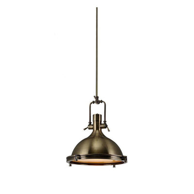 Silven Pendant Lamp Brass Ribbed Dome Industrial