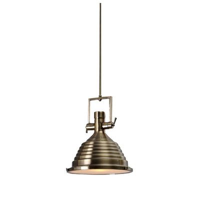 Silven Pendant Lamp Brass Ribbed Dome Industrial