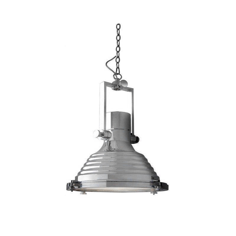 Silven Pendant Lamp Brass Ribbed Dome Industrial