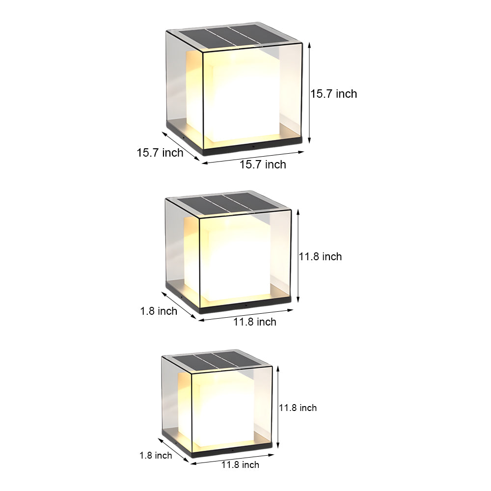 Cheerful Square Gate Minimalist Glass Outdoor Pillar Lights