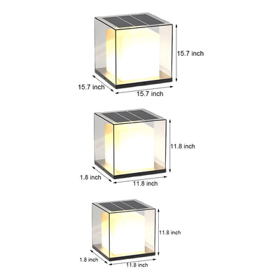 Cheerful Square Gate Minimalist Glass Outdoor Pillar Lights