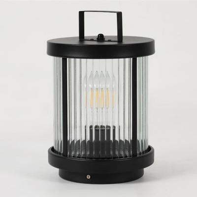 Melissa Striped Cylindrical Portable Glass Outdoor Lanterns