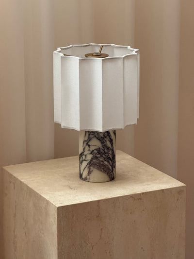 Serenity Pleated Fabric & Marble Table Lamp