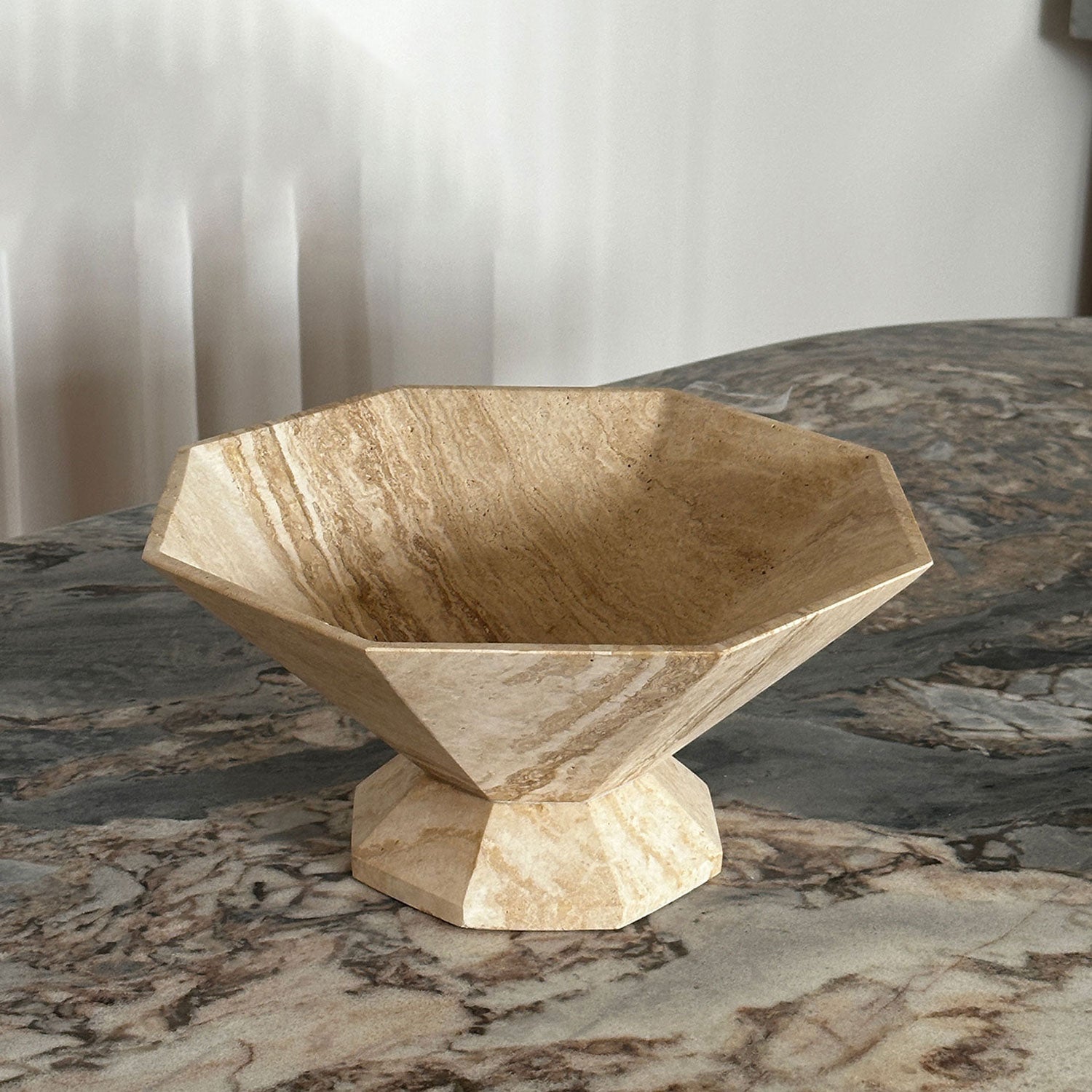 Selinel Facet Marble Pedestal Bowl