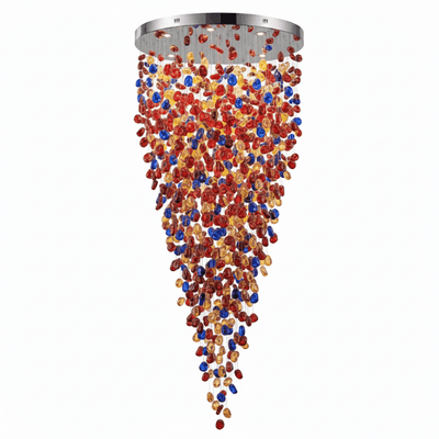 Polychrome Mineral Quartz Cascade Chandelier
