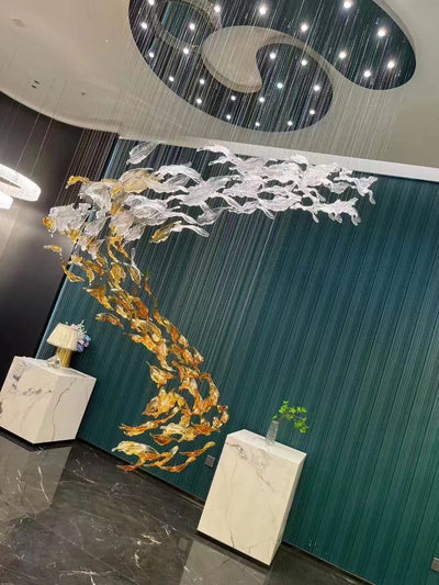 Aetherial Glass Leaf Chandelier