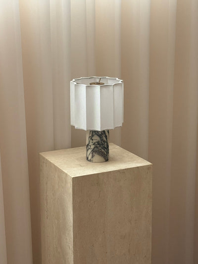 Serenity Pleated Fabric & Marble Table Lamp