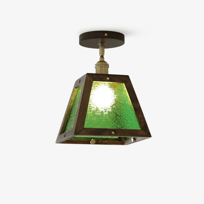 Edmund Green Patterned Glass Ceiling Light