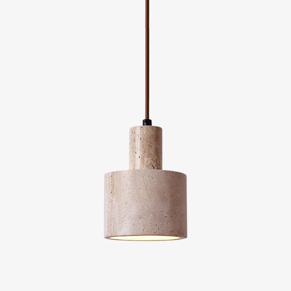Cairn Cylindrical Travertine Pendant Lamp