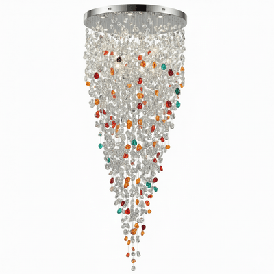 Polychrome Mineral Quartz Cascade Chandelier