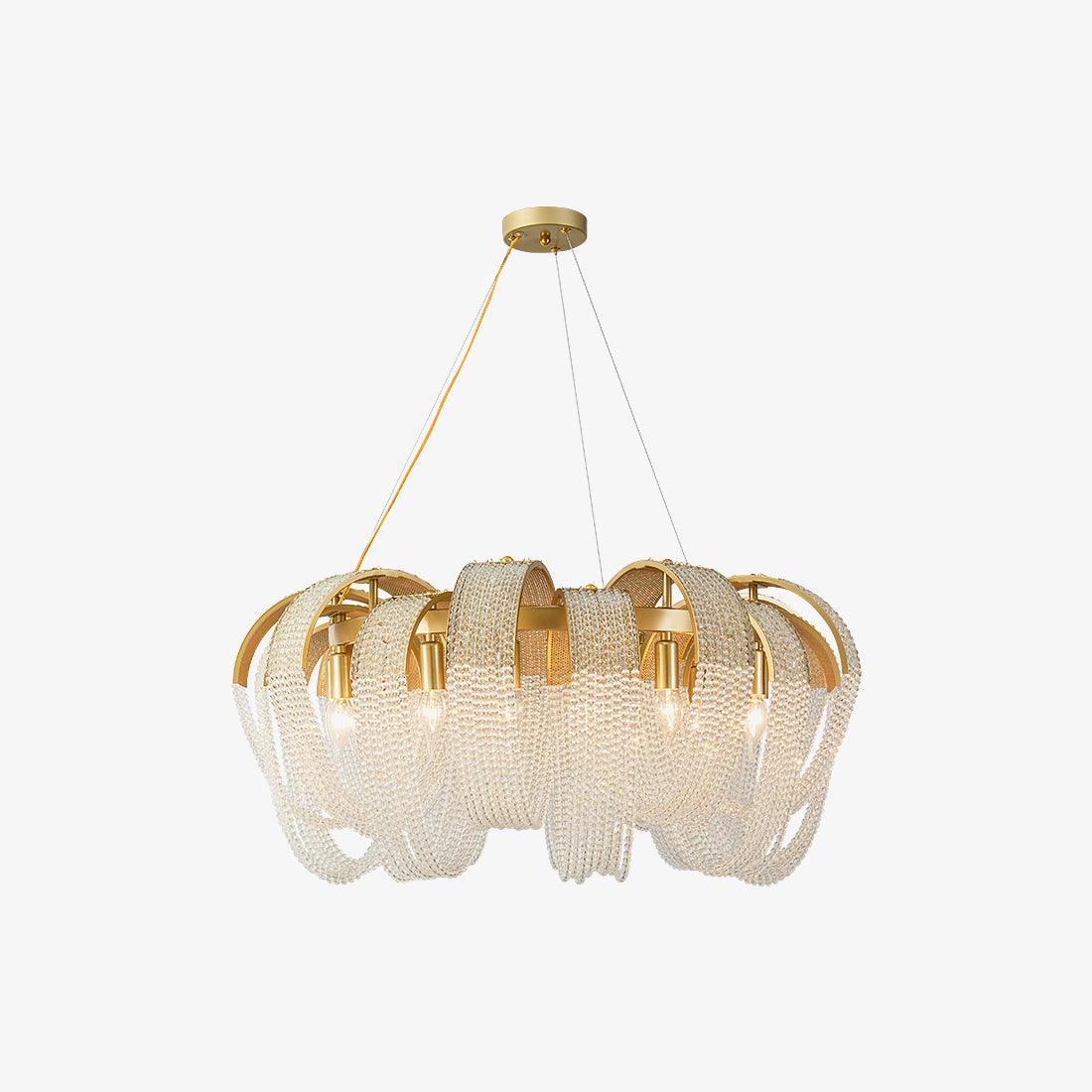 Siv Chandelier Mesh Crystal Gold Waterfall Sparkle