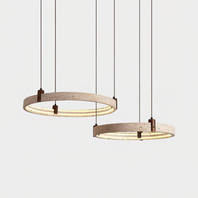 Celestial Orbit Travertine Ring Chandelier