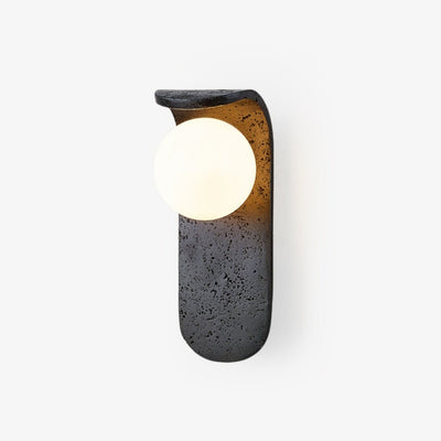 Serelora Black Travertine Orb Wall Sconce