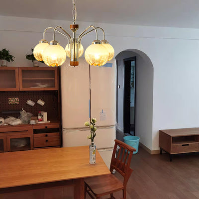 Ulliria Nordic Art Flower Walnut Glass Chandelier