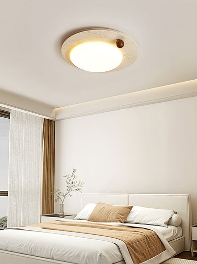 Circular Travertine Ceiling Light - Neutral Decor