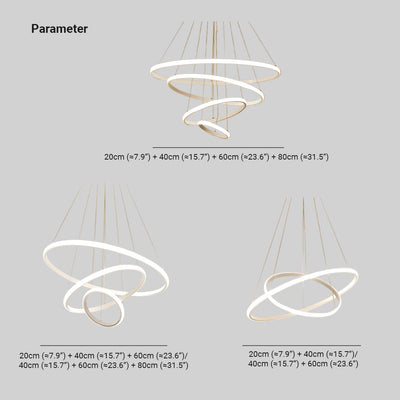 Arisha Modern Ring /Silicon Pendant Light, 2/3/4 Rings - Neutral Decor
