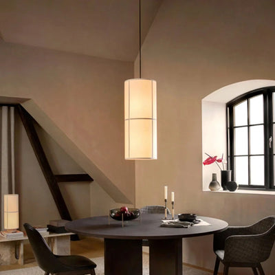 Ritta Cylinder Pendant Light, Lantern, Fabric, Japanese - Neutral Decor