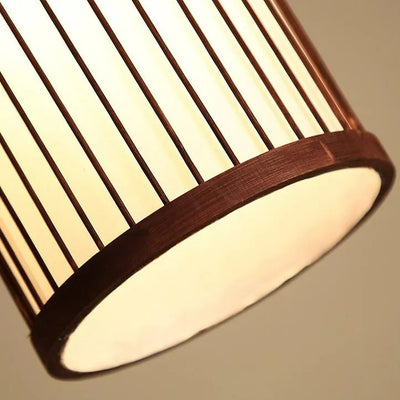 Muto Weave Cylinder Pendant Light, Coffee/Wood, /Bamboo - Neutral Decor