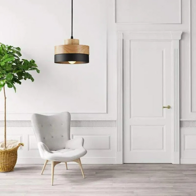 Valentina Modern Square Round Pendant Light Wood Living Room - Neutral Decor