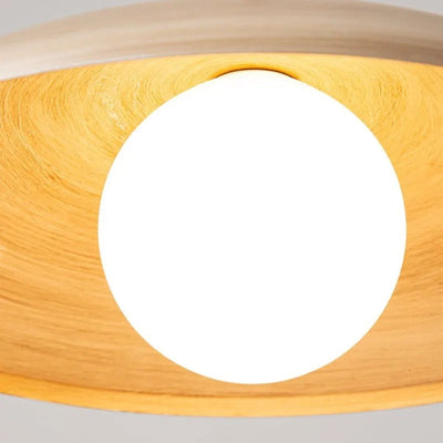 Muto Vintage Flush Mount Ceiling Light Wood Glass Bar Hotels - Neutral Decor