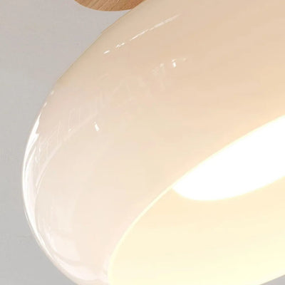 Valentina Flush Mount Ceiling Light Cup Minimalist Wood Glass - Neutral Decor