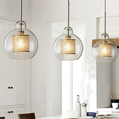 Arisha Golden Pendant Light, /Glass, Globe/Cylindric - Neutral Decor