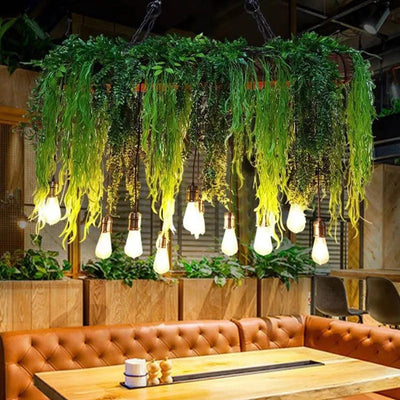 Ritta Natural Decorative Rectangular Plant Pendant Light - Neutral Decor