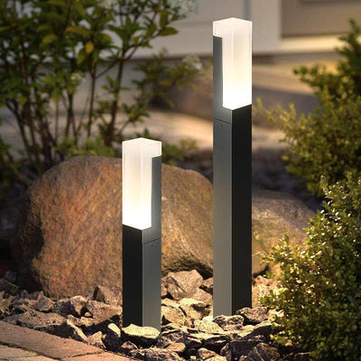 Brina Sleek Cuboid Bollard Waterproof Metal Outdoor Lights