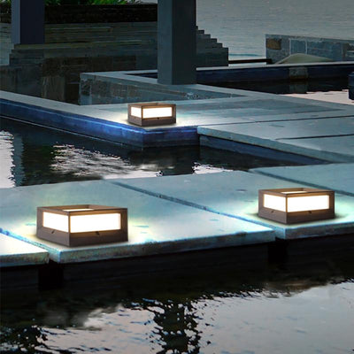 Una Square Unique Modern Metal Solar Outdoor Lights