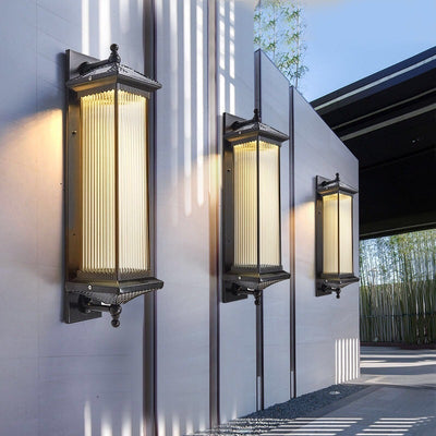 Pein Vintage Striped LED Retro Glass Outdoor Wall Lights