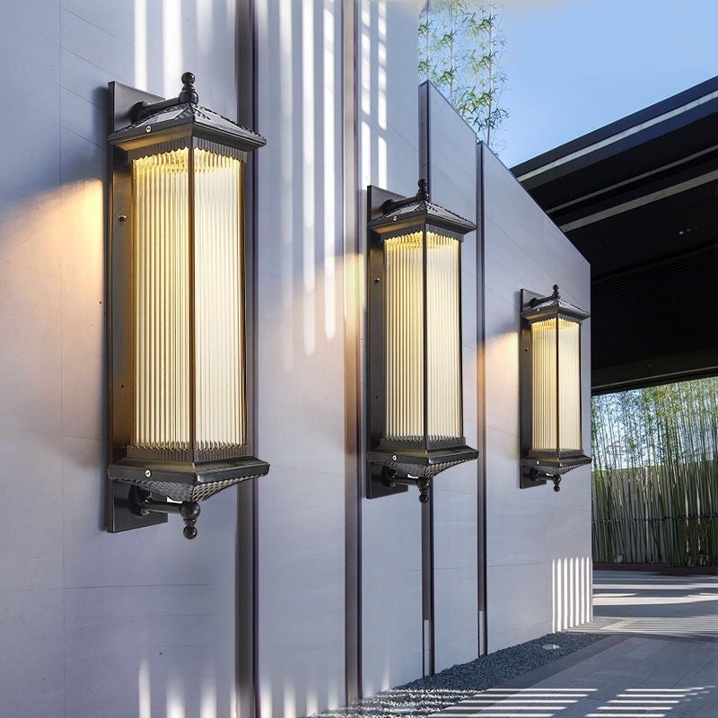 Pein Vintage Striped LED Retro Glass Outdoor Wall Lights