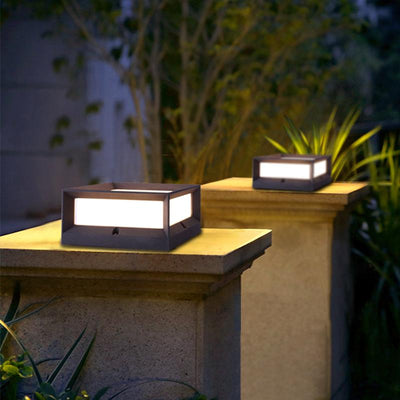 Una Square Unique Modern Metal Solar Outdoor Lights
