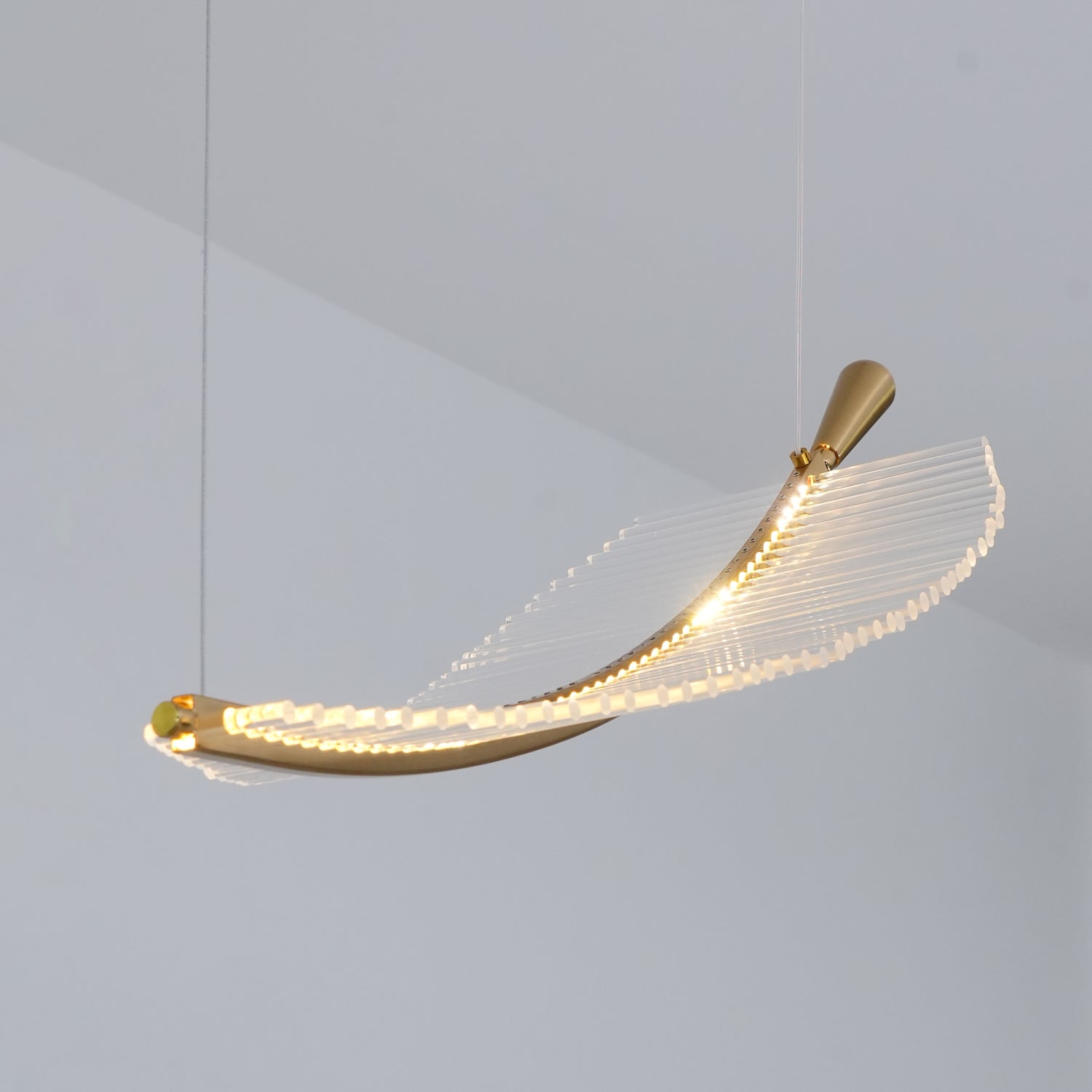 Kuo Chandelier Leaf Acrylic Gold Elegant Modern