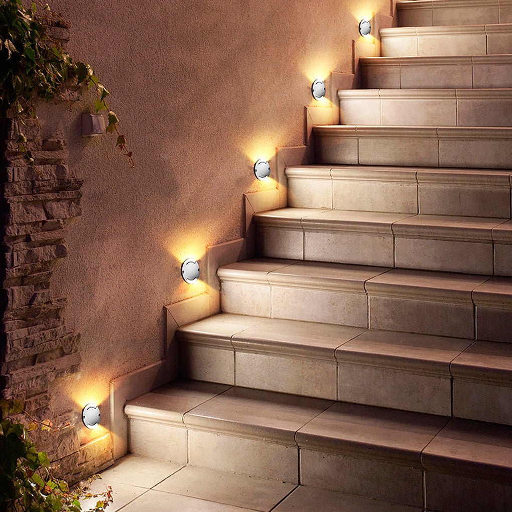 Welrn Round Modern LED Aluminum Outdoor Step Lights