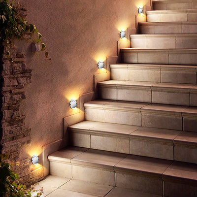 Welrn Round Modern LED Aluminum Outdoor Step Lights