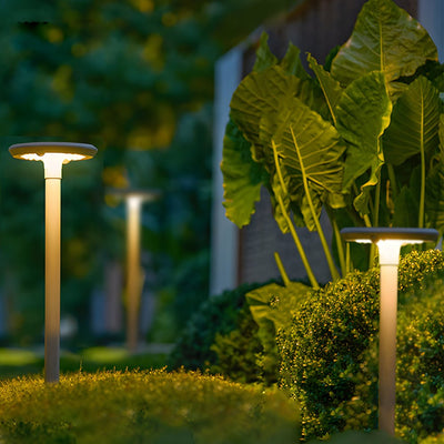 Ward Modern Round Dual Motion Sensor LED Aluminum Outdoor Post Lights