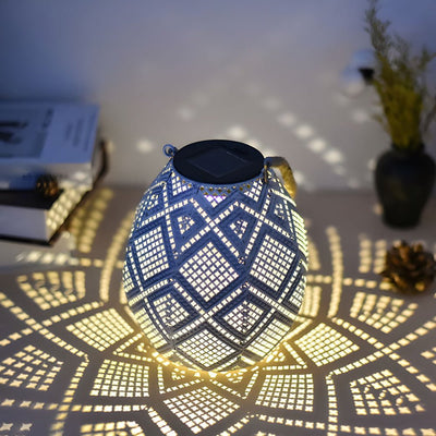 Cubn Moroccan Portable Solar LED Iron Outdoor Hanging Lantern