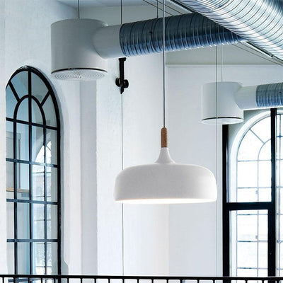 Sylivenne Pendant Lamp White Shade Wood