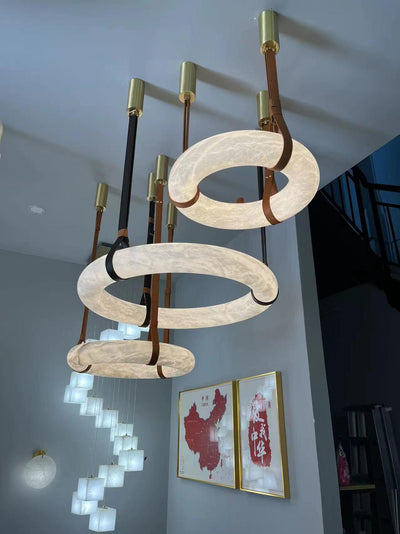 Tarys Alabaster Chandeliers  Ring Leather Strap Version B