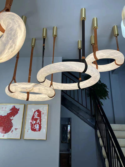Tarys Alabaster Chandeliers  Ring Leather Strap Version B