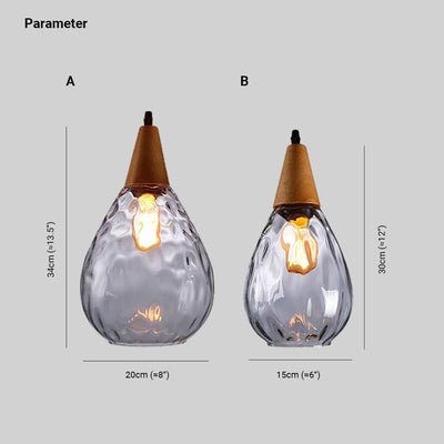 Avi Vintage Teardrop Pendant Light, Glass/Wood - Neutral Decor