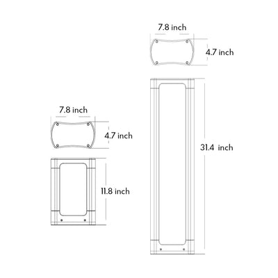 Vaessa Square LED Minimalist Aluminum Outdoor Bollard Light