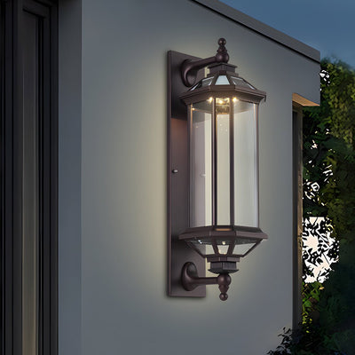 Peacemy Retro Ribbed Solar Glass Outdoor Wall Light