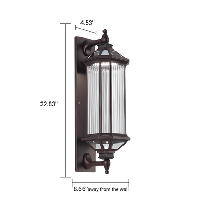 Peacemy Retro Ribbed Solar Glass Outdoor Wall Light
