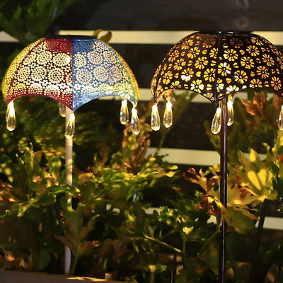 Besa Retro Umbrella Colorful Iron Outdoor Pathway Lighting