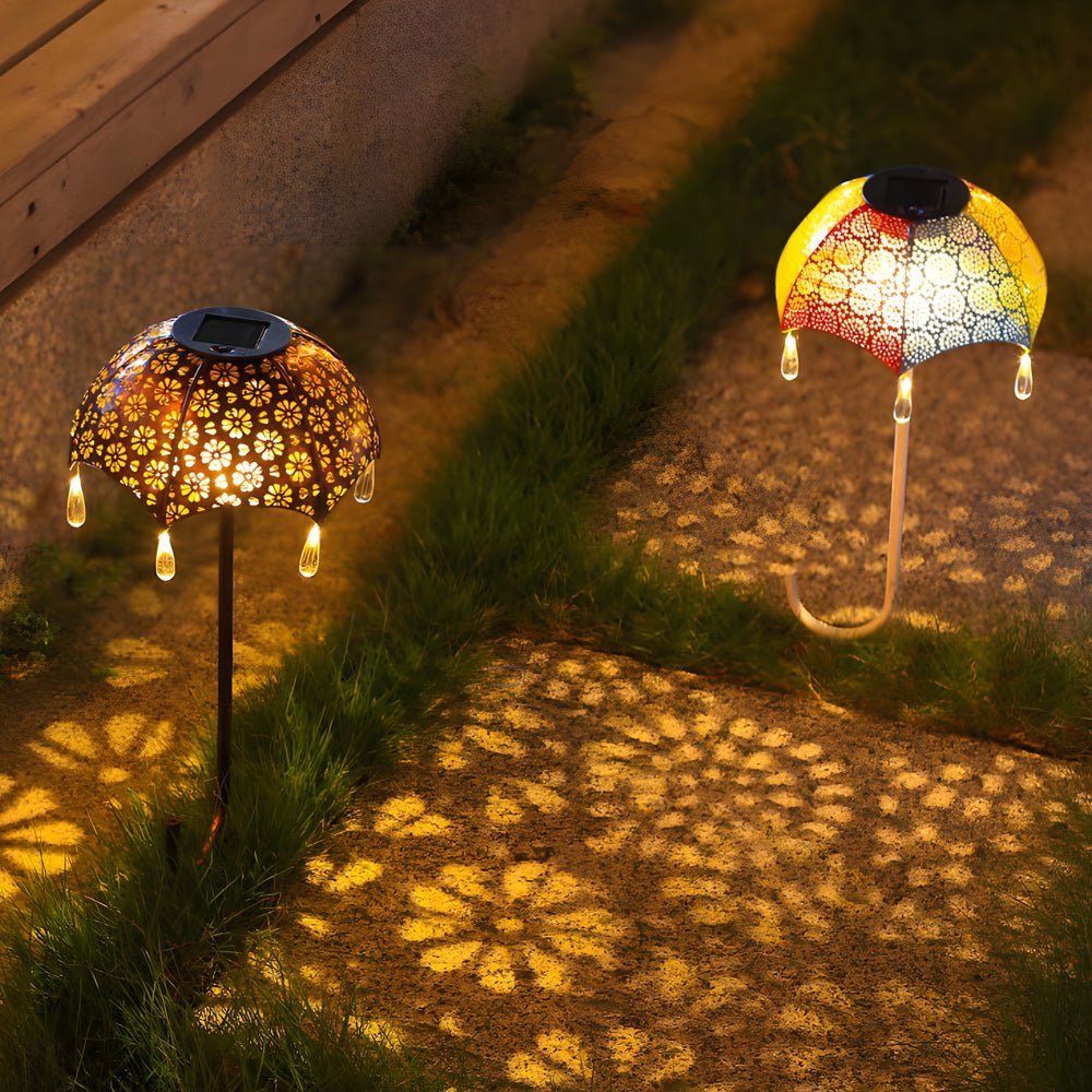 Besa Retro Umbrella Colorful Iron Outdoor Pathway Lighting