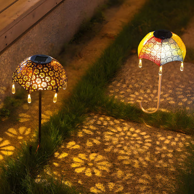 Besa Retro Umbrella Colorful Iron Outdoor Pathway Lighting