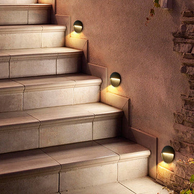 Winied Round Creative Aluminum Outdoor Wall Step Sconces