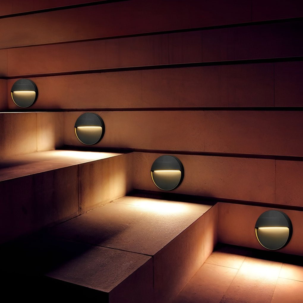 Winied Round Creative Aluminum Outdoor Wall Step Sconces