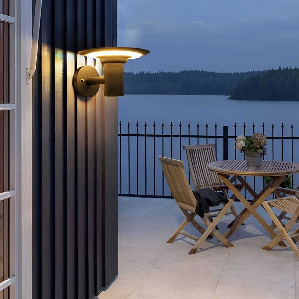 Angela Round UFO-shaped Metal Outdoor Sconces Wall Lamp